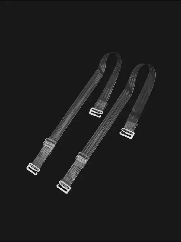 Лямки для бюстгальтера, силиконовые, фурнитура металл, 4 полосы, 1.5 см, 37 см, пара, прозрачные