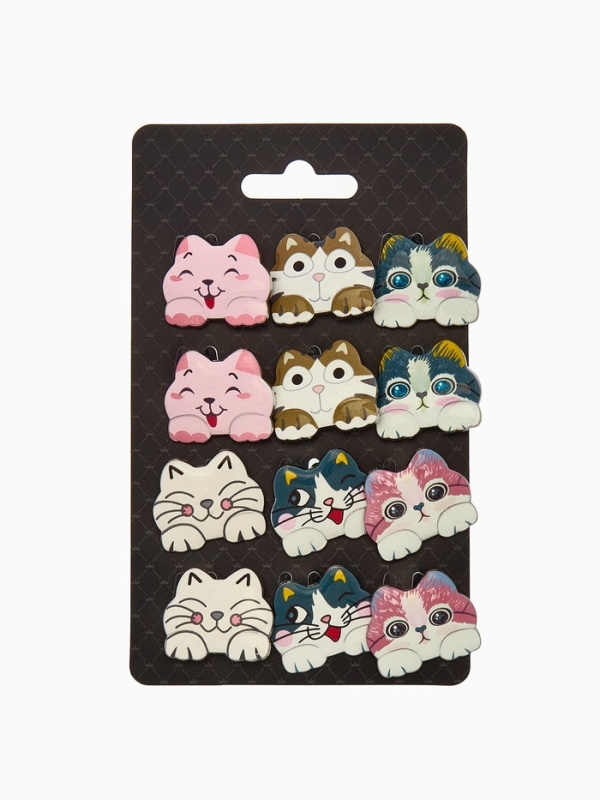 Брошь &laquo;Котёнок&raquo; озорной, цвет МИКС в серебре (неделимая фасовка 12 шт., цена за шт.)