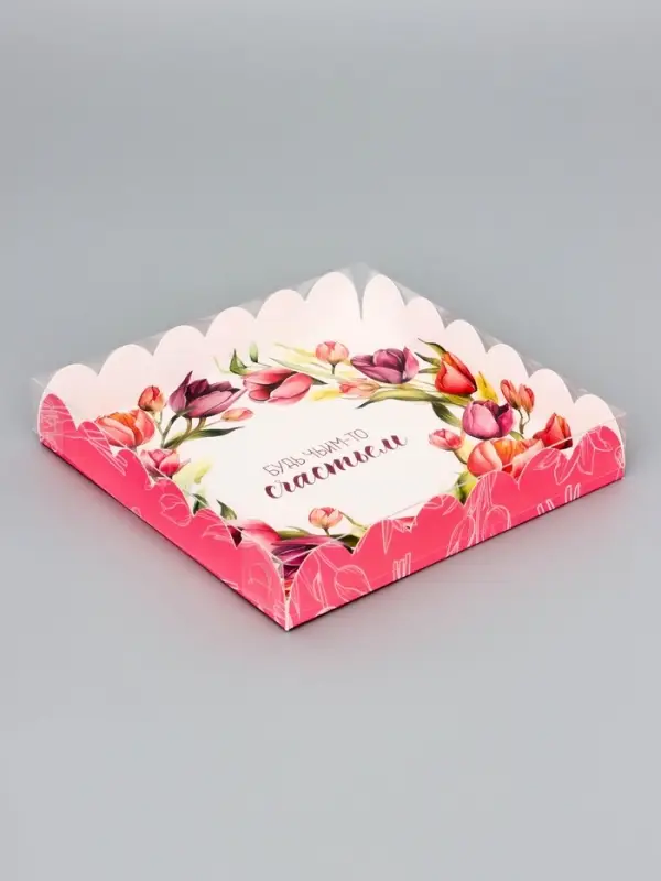 Коробка для печенья, &laquo;Тюльпаны&raquo;, 18&times;18&times;3 см