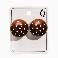 Серьги "Бусина" d=2см, в крапинку, цвет коричневый