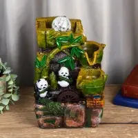 Фонтан "Панды на мельнице" 25х15х16 см (с подсветкой)