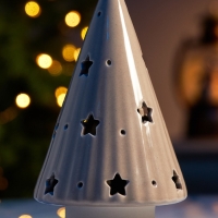 Светодиодная фигура "Елочка бежевая" 16.7х9.7х9.7, 1 LED, LR44x3(в компл.), Т/БЕЛЫЙ