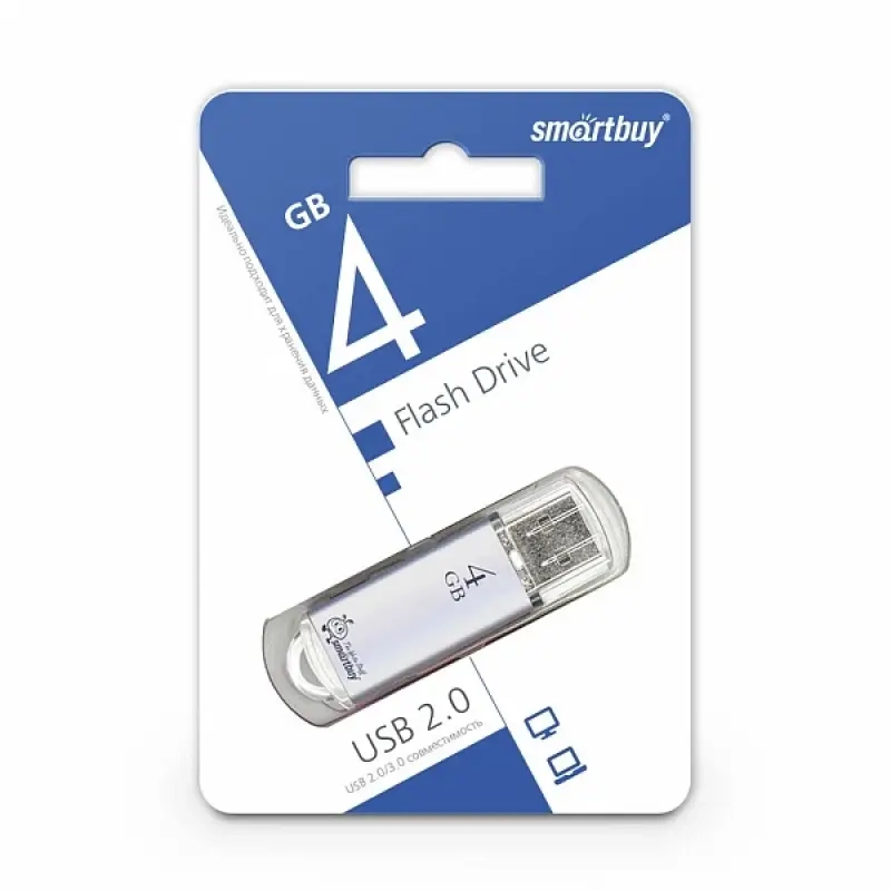 USB накопитель 4 GB Smart Buy V-Cut Silver