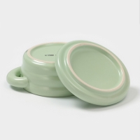 Горшочек для запекания Доляна &laquo;Зефир&raquo;, 250 мл, 15&times;10,5&times;6,3 см, с ручками, с крышкой, керамика, зелёный