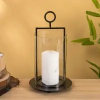 Подсвечник со стеклом "Гейт" алюминий 18х18х29 см