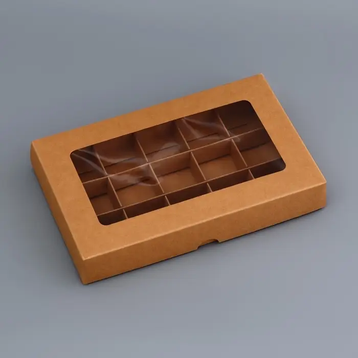 Коробка для 15 конфет, крафт, 13.7&times;22&times;3.5 см