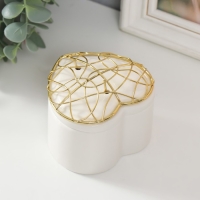 Шкатулка керамика, металл "Сердце. Каракули" белая 8,9х8,5х7,2 см