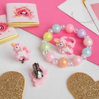 Набор детский &laquo;Выбражулька&raquo; 3 предмета: клипсы, браслет, кольцо, единороги, цветной