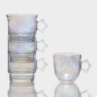 Набор кружек стеклянных &laquo;Космос&raquo;, 4 предмета: 300/300/250/300 мл, цвет перламутровый