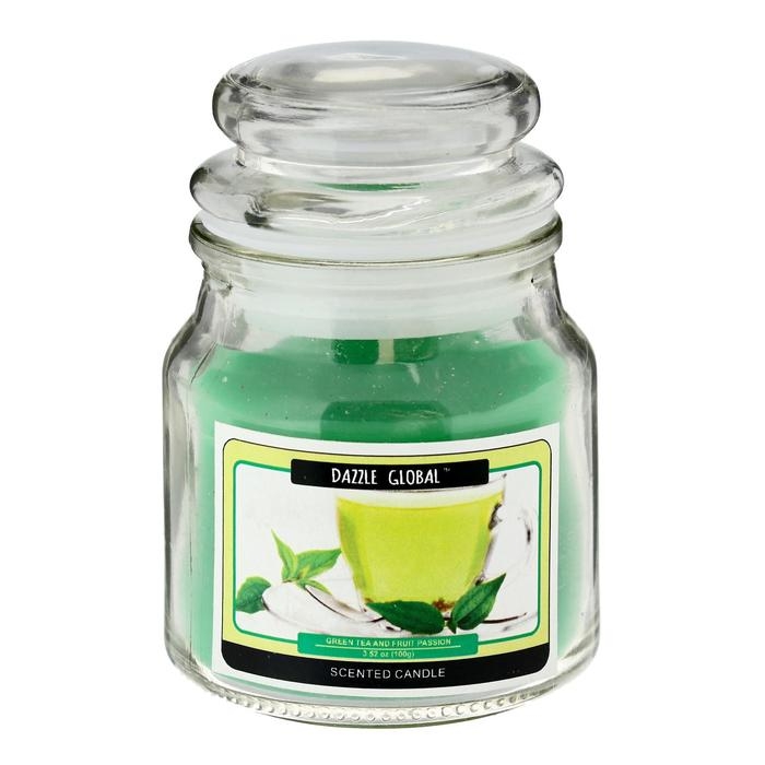 Свеча в банке "Зелёный чай и фруктовая страсть" 100 гр (вес брутто 247 г) 6х9х9 см