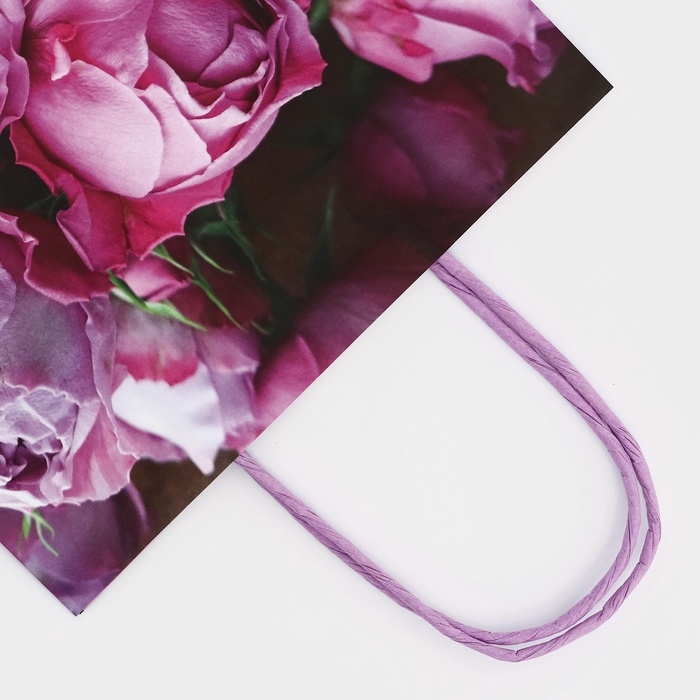 Пакет крафт &laquo;Пионы&raquo;, 22 х 12 х 27 см, 1 шт