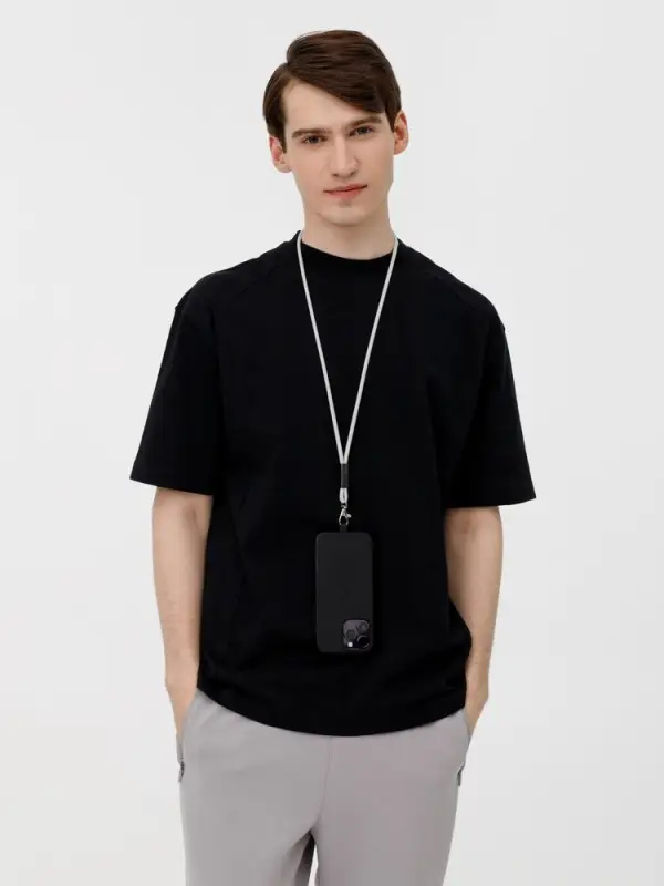 Шнурок для бейджа Tube Metal, серый