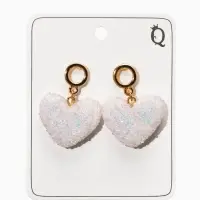 Серьги "Сердце сахарное", цвет белый в золоте