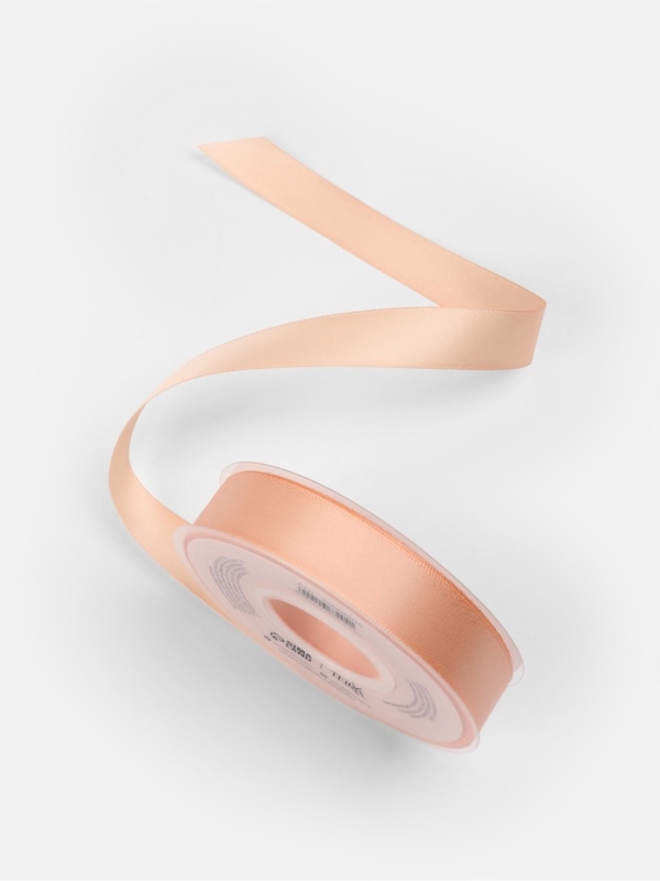 Лента атласная двухсторонняя №0714 20мм*25&plusmn;1м персиковый пух TR