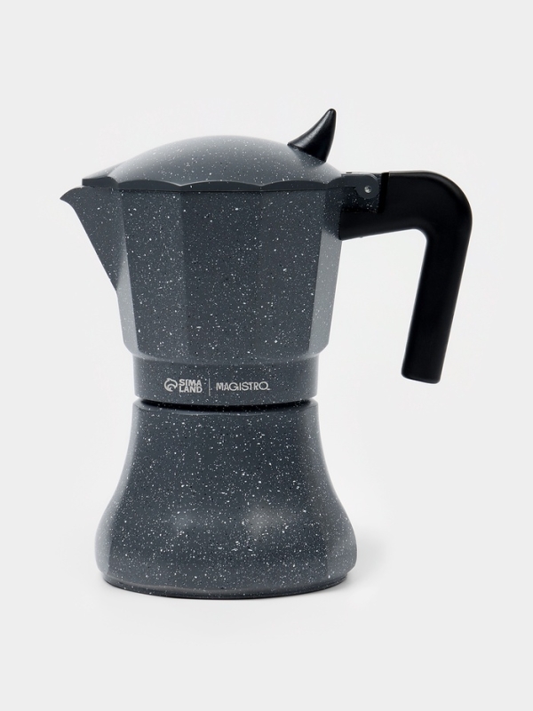 Кофеварка гейзерная "Мрамор" на 6 чашек, цвет черный