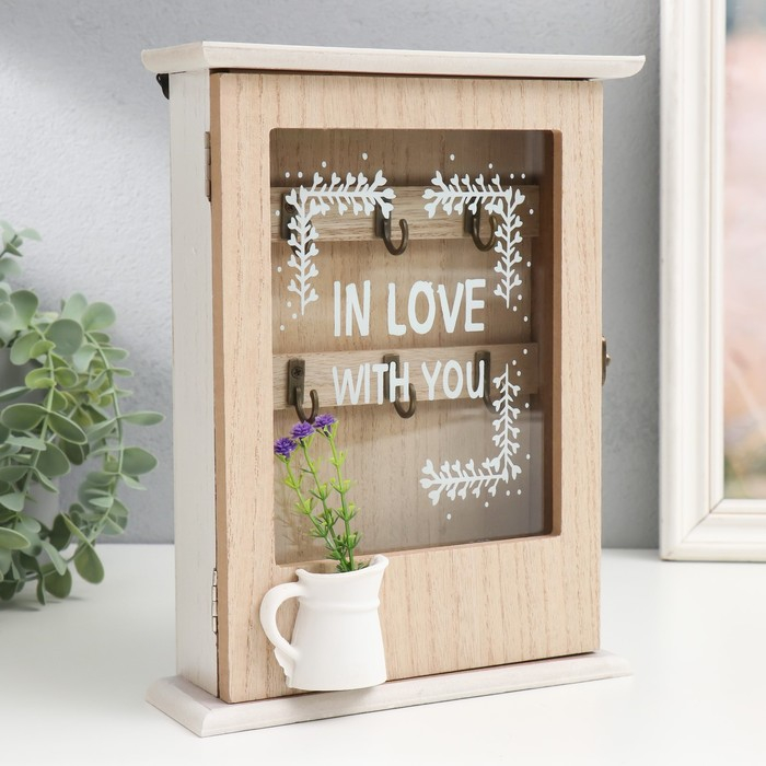 Ключница дерево 6 крючков "Лаванда в кувшине" 26,3х21х7,8 см  МИКС