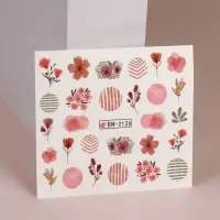 Слайдеры для ногтей &laquo;Цветочки и листочки&raquo;, красные, розовые