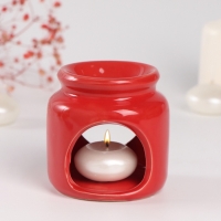 Аромалампа керамика + ароматический воск "Сердце" красная 7,5х7,5х8 см