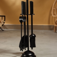 Каминный набор "Пламя" сталь, 4 предмета, 13х13х48 см