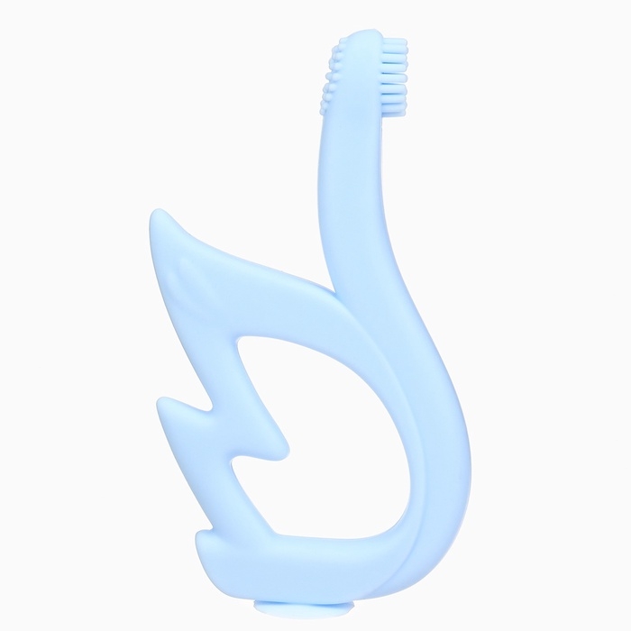 Прорезыватель силиконовый для зубов Крошка Я &laquo;Лебедь&raquo;, щеточка, на присоске, голубой