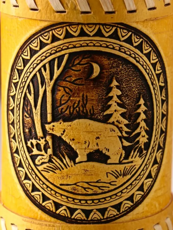 Туес "Лесной" (Медведь), D8,5 смхH(с хватком)14,5 см, береста