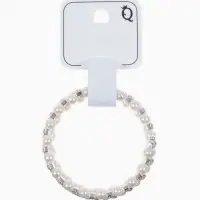 Браслет с жемчугом &laquo;Пружинка&raquo; стразинки, шар № 6, цвет белый в серебре, диаметр бр.6 см