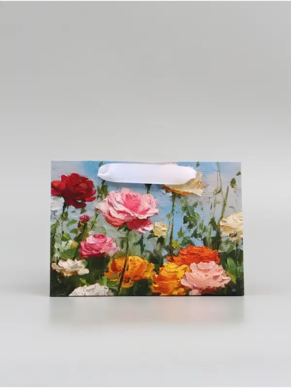 Пакет подарочный с широким дном &laquo;Цветы&raquo; 20 &times; 14 &times; 13,2 см