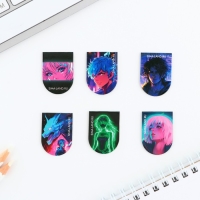 Закладки магнитные для книг, 6 шт &laquo;Неоновое аниме&raquo;