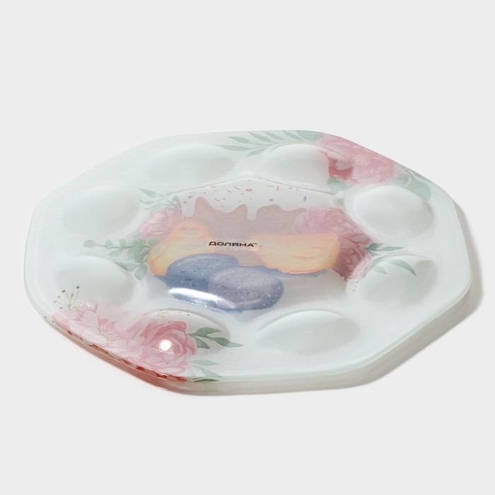 Подставка стеклянная для яиц Доляна &laquo;Кулич&raquo;, 8 ячеек, 22&times;22 см