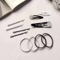 Набор для волос &laquo;Классика&raquo; (6 шт-4,5 см,8 шт-6 см,2 шт-6,5 см,8 резинок) чёрно-белый