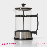 Чайник заварочный френч - пресс Доляна &laquo;Риц&raquo;, 600 мл, стекло, цвет чёрный