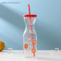 Бутылка &laquo;Цитрусовый бум&raquo;, 450 мл, с трубочкой, цвет МИКС