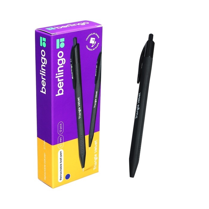 Ручка шариковая автомат Berlingo Triangle Velvet (NEW) трехгран. корпус син 0,7мм