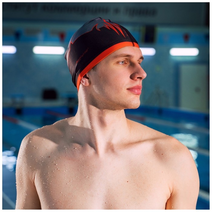 Шапочка для плавания взрослая ONLYTOP &laquo;Акула&raquo;, тканевая, обхват 54-60 см