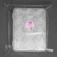 Набор баночек для рукоделия, 12 шт, d = 4,2 &times; 5,5 см, в контейнере, 18,5 &times; 14 &times; 5 см, цвет прозрачный