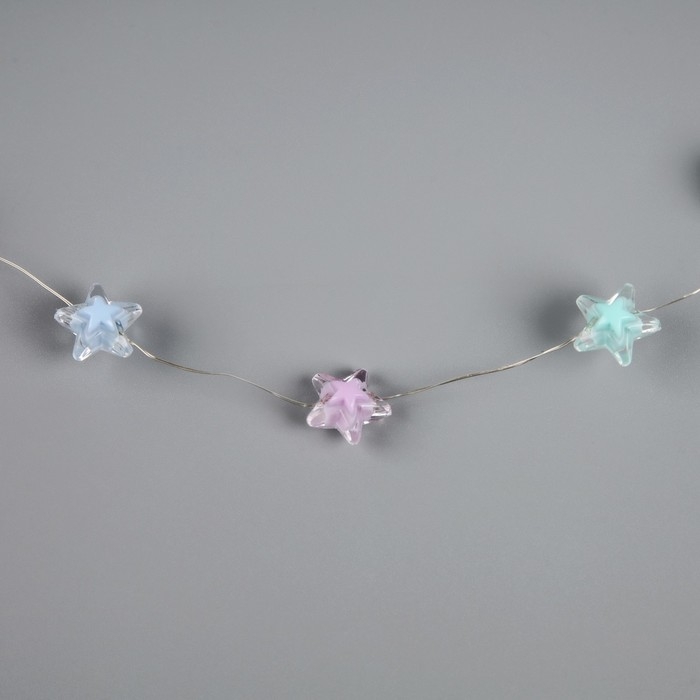 Светодиодные бусы "Звездочки", 80 см, LED(1608)-16-4.6V, AG13x3 (в компл.), 3 режима свечение тёплое белое