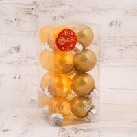 Набор шаров пластик d-5 см, 16 шт "Фелиция ассорти" золотисто-жёлтый