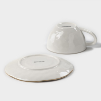 Чайная пара фарфоровая Доляна &laquo;Космос&raquo;, 2 предмета: чашка 250 мл, блюдце d=16 см, цвет зелёный