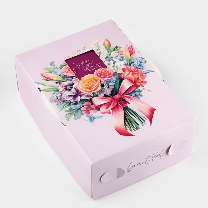 Коробка складная &laquo;Букет для тебя &raquo;, 21 х 15 х 7 см