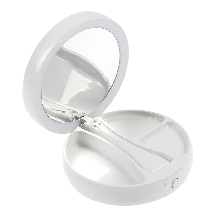 Зеркало Luazon KZ-09, подсветка, настольное, 30 &times; 16 &times; 16 см, увеличение х 10, USB, белое