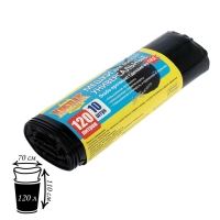 Мешки для мусора &laquo;КРЕПАК&raquo;, 120л, ПВД, 40 мкм, 70&times;110 см, 10 шт, цвет чёрный