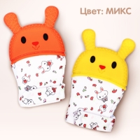 Прорезыватель-рукавичка &laquo;Зайка&raquo;, цвет красный/желтый, Крошка Я