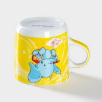 Набор детской посуды из керамики Доляна &laquo;Слонёнок&raquo;, 3 предмета: кружка 230 мл, миска 400 мл, тарелка d=18 см