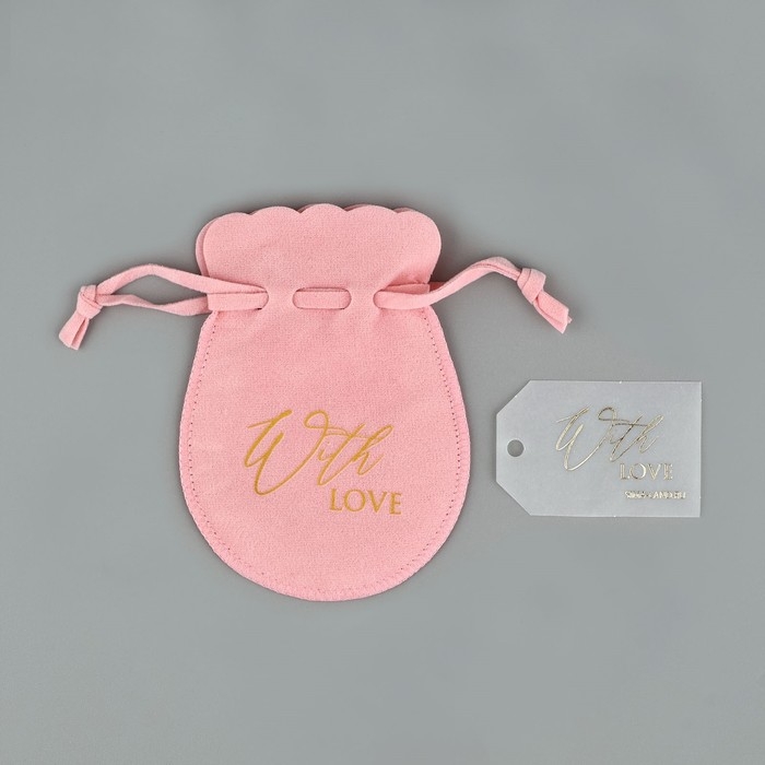 Мешок замшевый  &laquo;С любовью&raquo;, красный, тиснение, 9 &times; 12 см