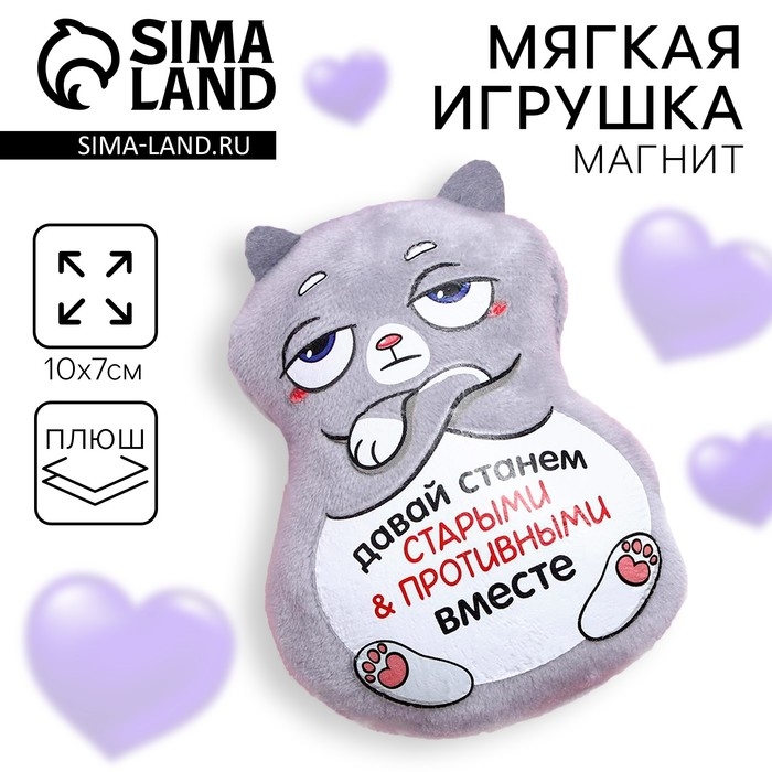 Магнит &laquo;Давай станем старыми и противными вместе&raquo;, кот