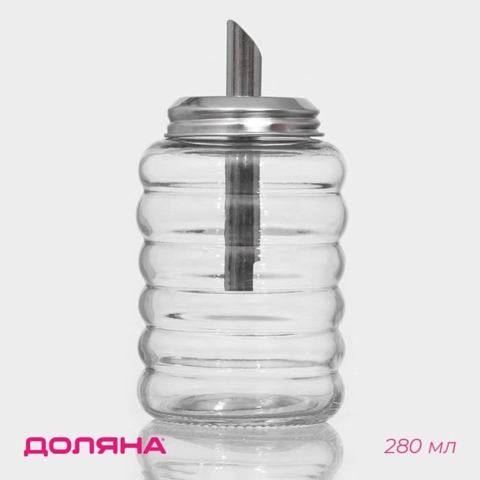 Сахарница стеклянная с дозатором Доляна &laquo;Волны&raquo;, 280 мл, 7&times;13,5 см