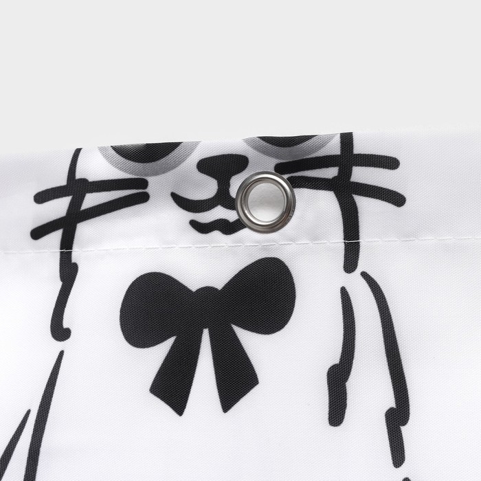 Штора для ванноы Доляна Cats, 180&times;180 см, полиэстер, цвет белый