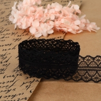 Кружево капроновое, 30 мм &times; 10 &plusmn; 1 м, цвет чёрный