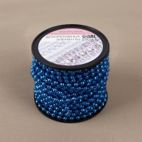 Бусы на нитях, круглые, 4 мм, 9 &plusmn; 1 м, цвет синий