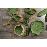 Блюдо сервировочное с ручками Доляна &laquo;Лист&raquo;, 29&times;3,3 см, цвет зелёный